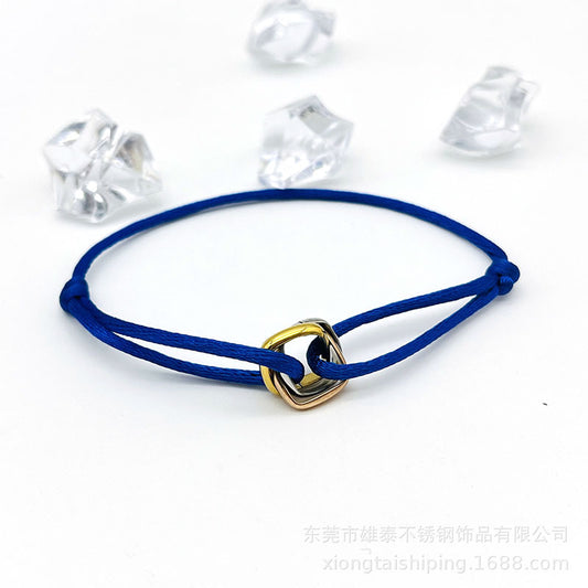 Creative hand-woven three-color three-ring big brand peripheral high-quality square titanium steel bracelet manufacturer wholesale bracelet