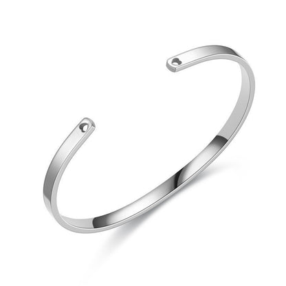Cross-border titanium steel bracelet fashion simple stainless steel bracelet does not fade open C shape bracelet versatile hand jewelry wholesale