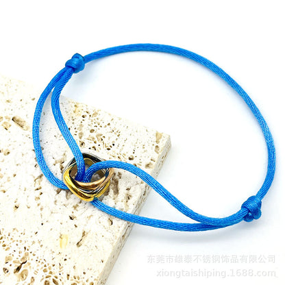 Creative hand-woven three-color three-ring big brand peripheral high-quality square titanium steel bracelet manufacturer wholesale bracelet