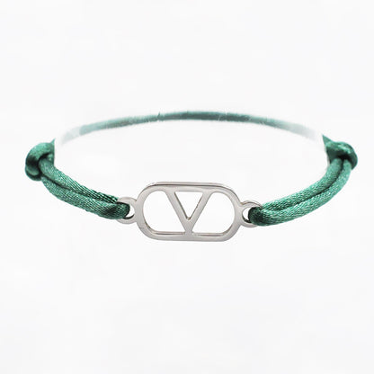 Cross-border source foreign trade hand-woven couple stainless steel Warren V bracelet hollow English letter bracelet adjustable