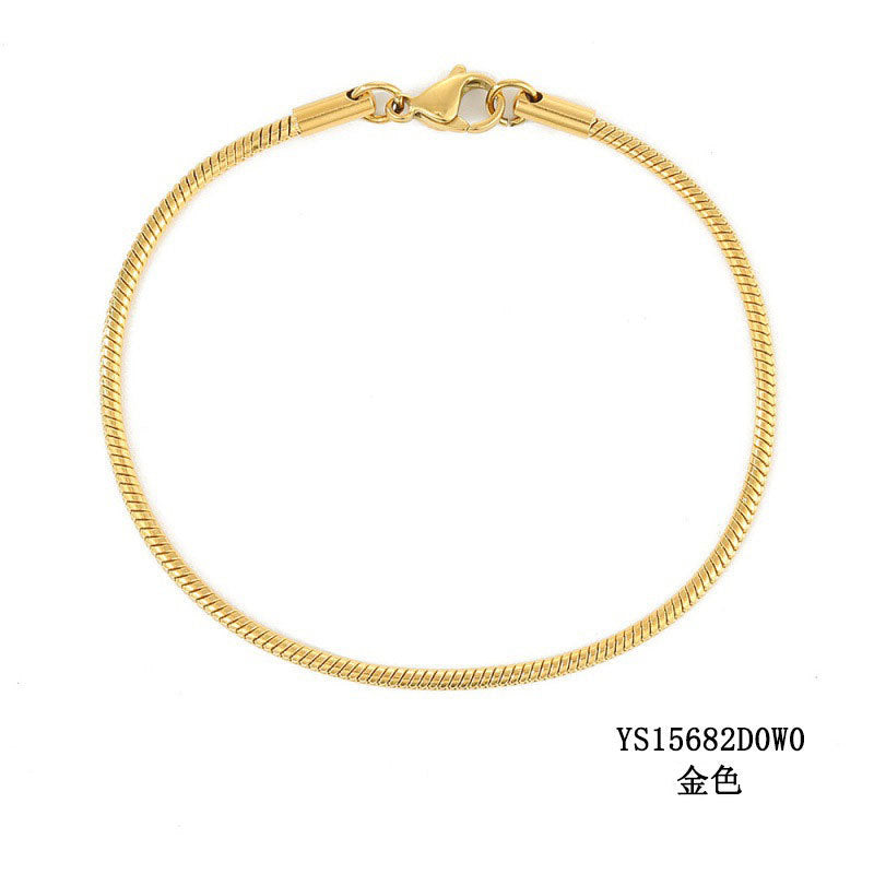 Korean round snake chain bracelet gold-plated stainless steel bracelet tide men's and women's jewelry fine bracelet batch