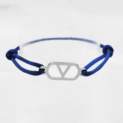 Cross-border source foreign trade hand-woven couple stainless steel Warren V bracelet hollow English letter bracelet adjustable