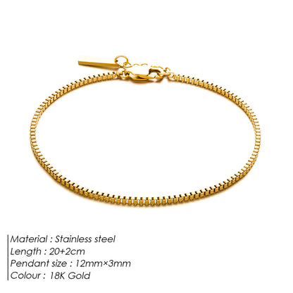 Minimalist style long pendant bracelet 18K gold does not fade commuting versatile layering wear fine box chain wholesale