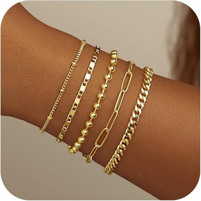 European and American cross-border simple five-piece bracelet men's hip hop niche metal chain set multi-layer chain simple bracelet