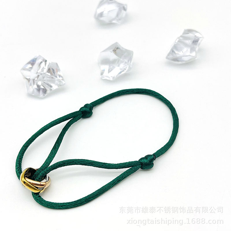 Creative hand-woven three-color three-ring big brand peripheral high-quality square titanium steel bracelet manufacturer wholesale bracelet