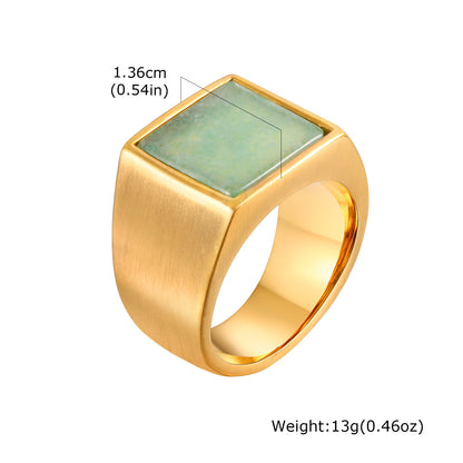 Natural Stone Square Signet Ring