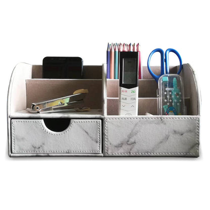 Desktop Office Storage Box Organizer Business Card Box Home With Drawer Organizer Box Creative Leather Pen Holder Manufacturer