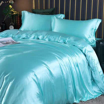 Luxury silk four-piece set double-sided mulberry silk satin quilt cover ice silk silk sheets bedding wholesale