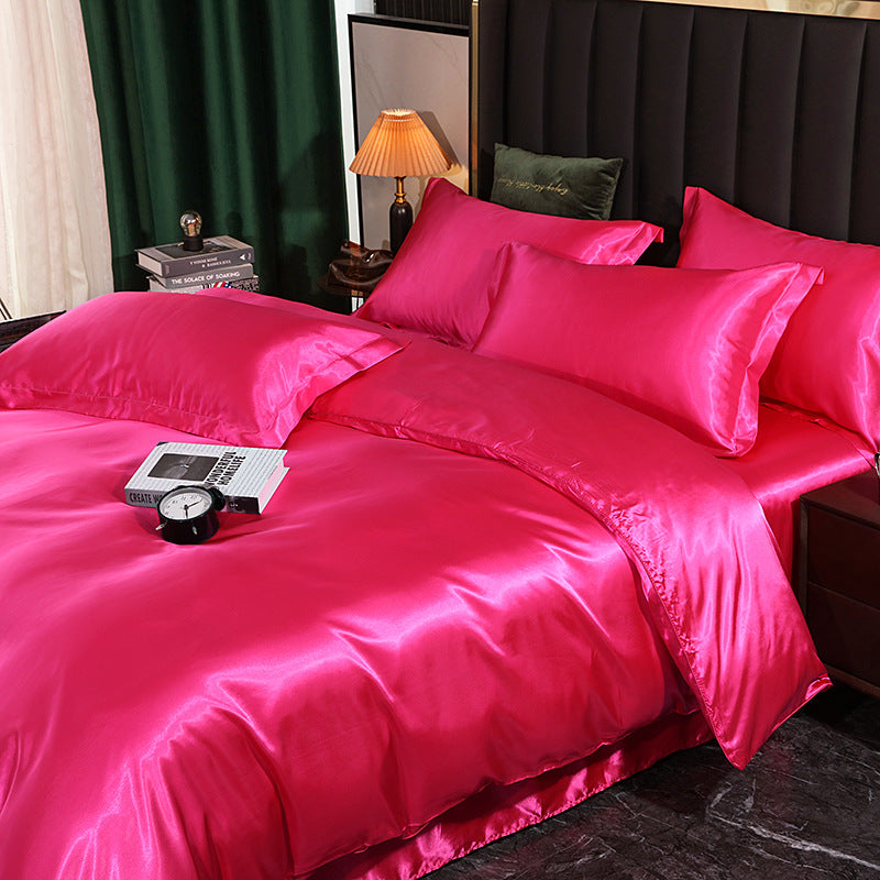 Luxury silk four-piece set double-sided mulberry silk satin quilt cover ice silk silk sheets bedding wholesale