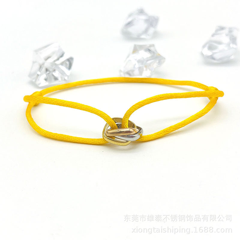 Creative hand-woven three-color three-ring big brand peripheral high-quality square titanium steel bracelet manufacturer wholesale bracelet