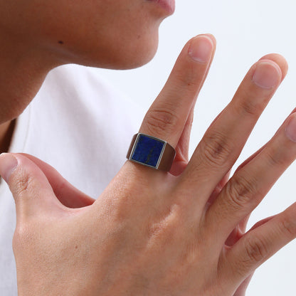 Natural Stone Square Signet Ring