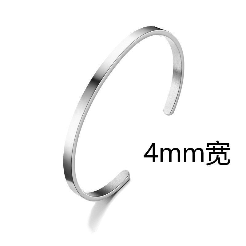 Cross-border titanium steel bracelet fashion simple stainless steel bracelet does not fade open C shape bracelet versatile hand jewelry wholesale