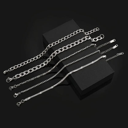 temu explosive stainless steel bracelet fashion men's bracelet set Cuban chain hip hop style titanium steel jewelry manufacturer