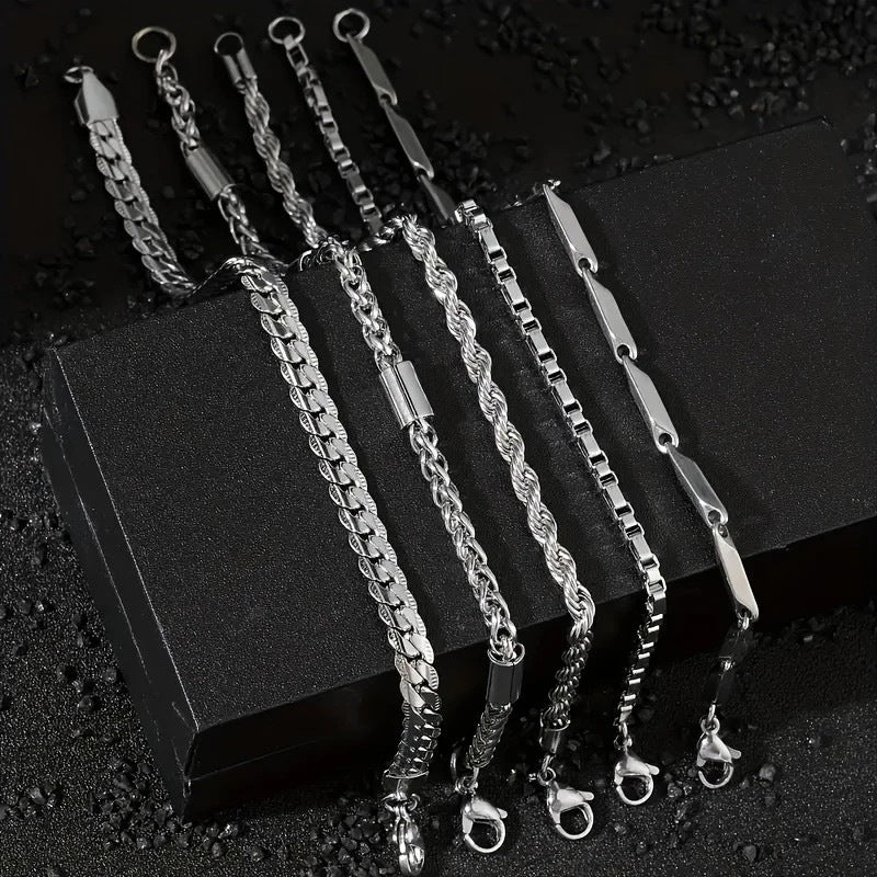temu explosive stainless steel bracelet fashion men's bracelet set Cuban chain hip hop style titanium steel jewelry manufacturer