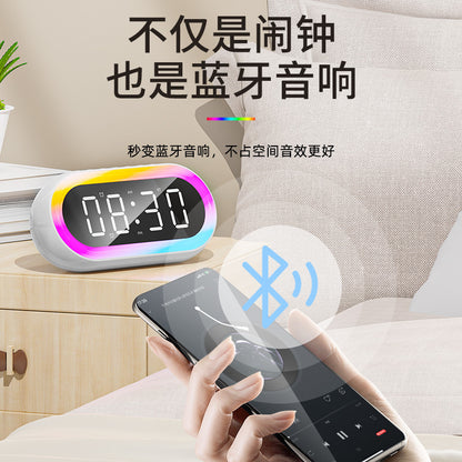 Cross-border creative private model LED digital clock student night light small alarm clock colorful RGB light multi-function Bluetooth audio
