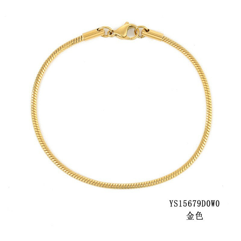 Korean round snake chain bracelet gold-plated stainless steel bracelet tide men's and women's jewelry fine bracelet batch