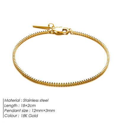 Minimalist style long pendant bracelet 18K gold does not fade commuting versatile layering wear fine box chain wholesale