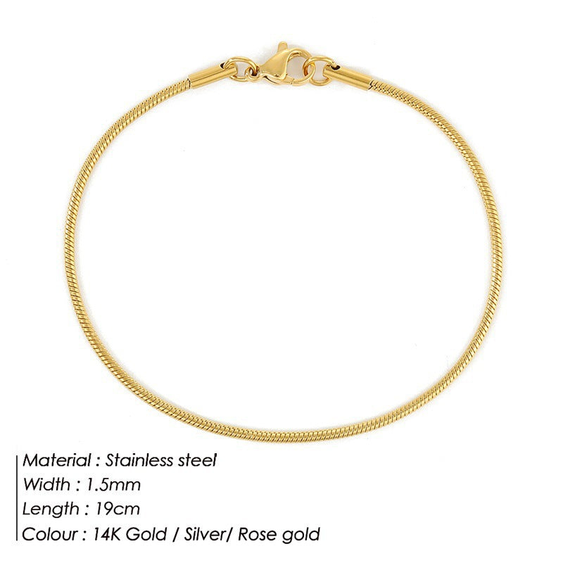 Korean round snake chain bracelet gold-plated stainless steel bracelet tide men's and women's jewelry fine bracelet batch