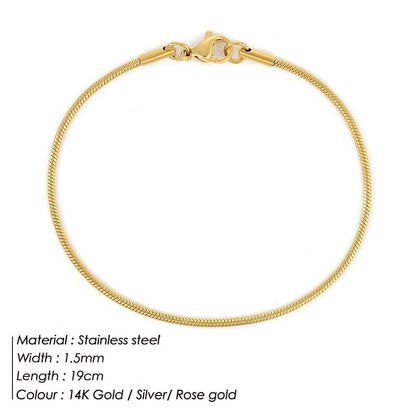 Korean round snake chain bracelet gold-plated stainless steel bracelet tide men's and women's jewelry fine bracelet batch