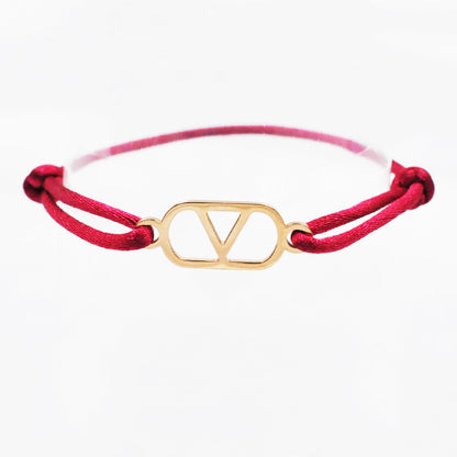 Cross-border source foreign trade hand-woven couple stainless steel Warren V bracelet hollow English letter bracelet adjustable