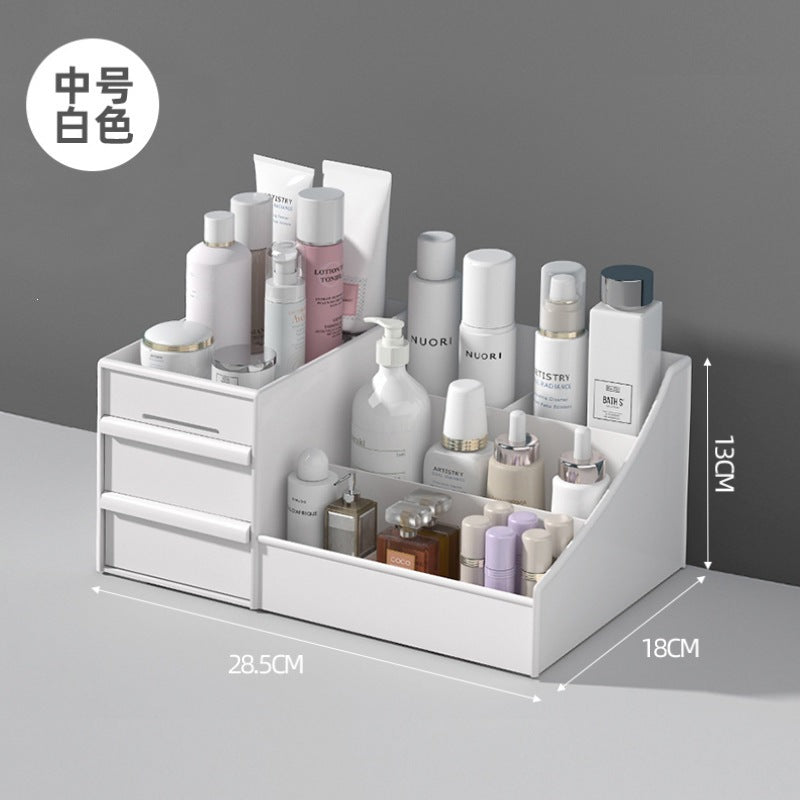 Desktop Cosmetics Organizer Black Storage Box with Drawers Bathroom Cosmetic Shelf Lipstick Box