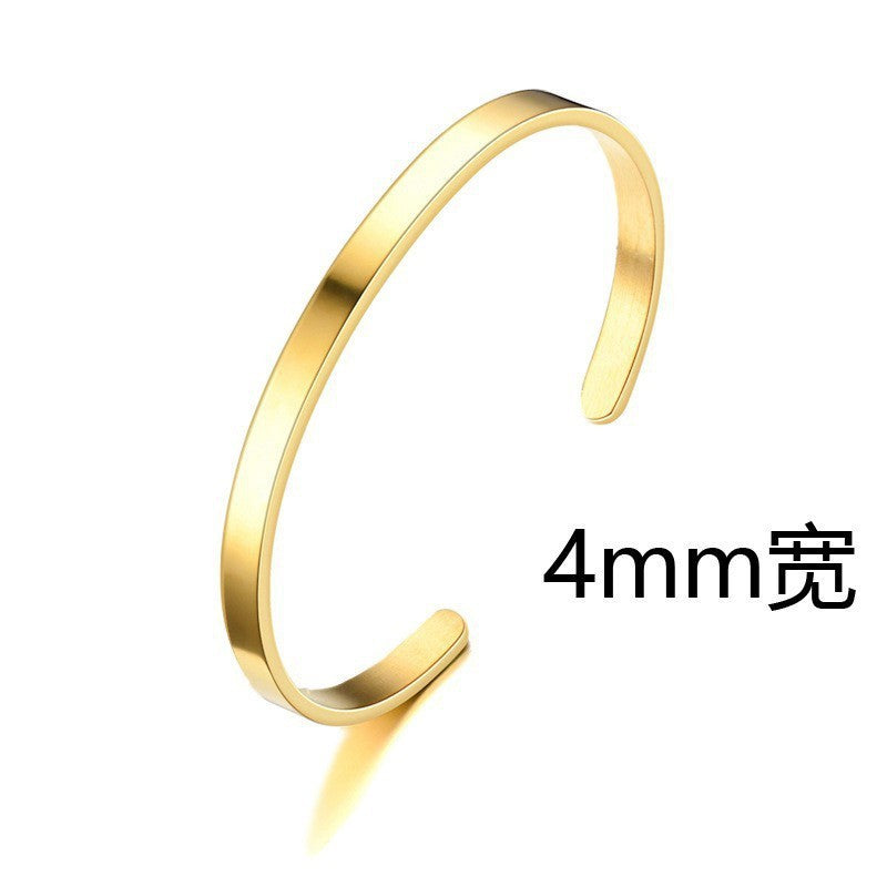 Cross-border titanium steel bracelet fashion simple stainless steel bracelet does not fade open C shape bracelet versatile hand jewelry wholesale