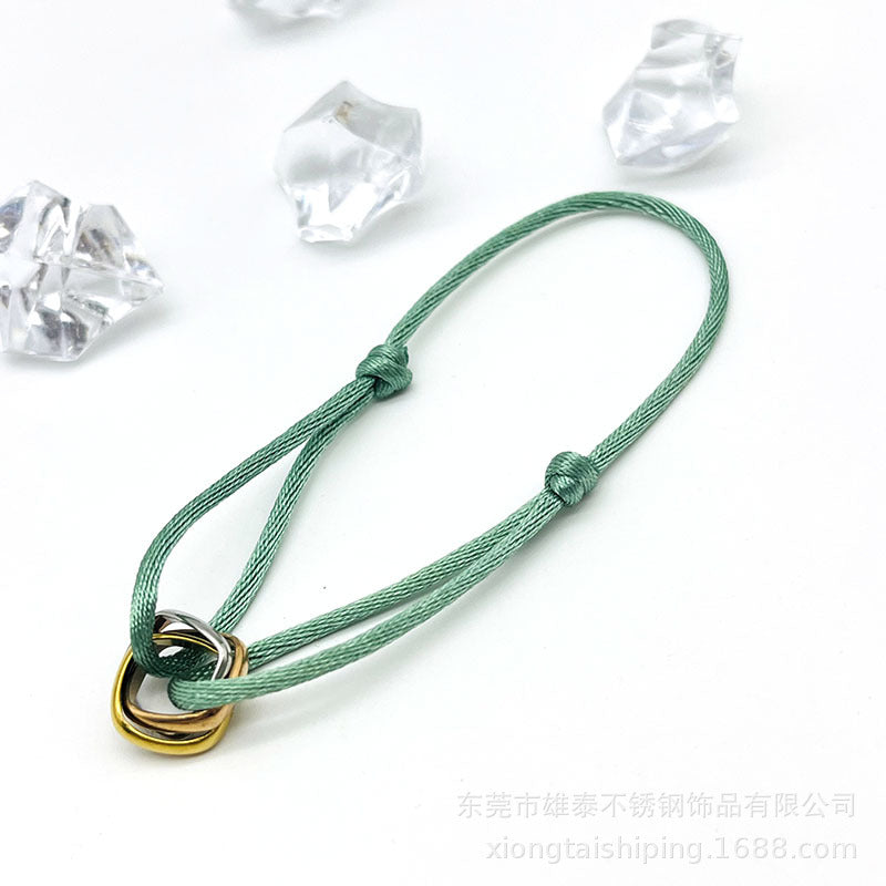 Creative hand-woven three-color three-ring big brand peripheral high-quality square titanium steel bracelet manufacturer wholesale bracelet