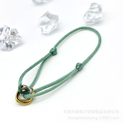 Creative hand-woven three-color three-ring big brand peripheral high-quality square titanium steel bracelet manufacturer wholesale bracelet