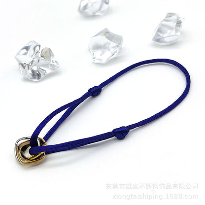Creative hand-woven three-color three-ring big brand peripheral high-quality square titanium steel bracelet manufacturer wholesale bracelet