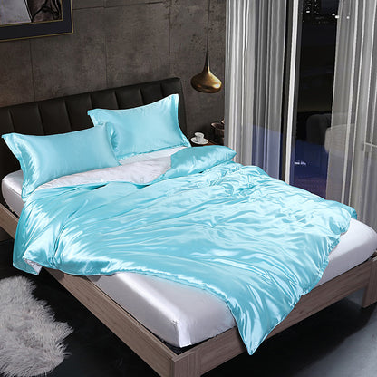 Luxury silk four-piece set double-sided mulberry silk satin quilt cover ice silk silk sheets bedding wholesale