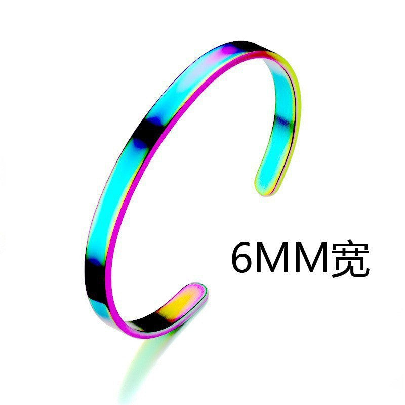Cross-border titanium steel bracelet fashion simple stainless steel bracelet does not fade open C shape bracelet versatile hand jewelry wholesale