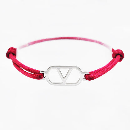 Cross-border source foreign trade hand-woven couple stainless steel Warren V bracelet hollow English letter bracelet adjustable