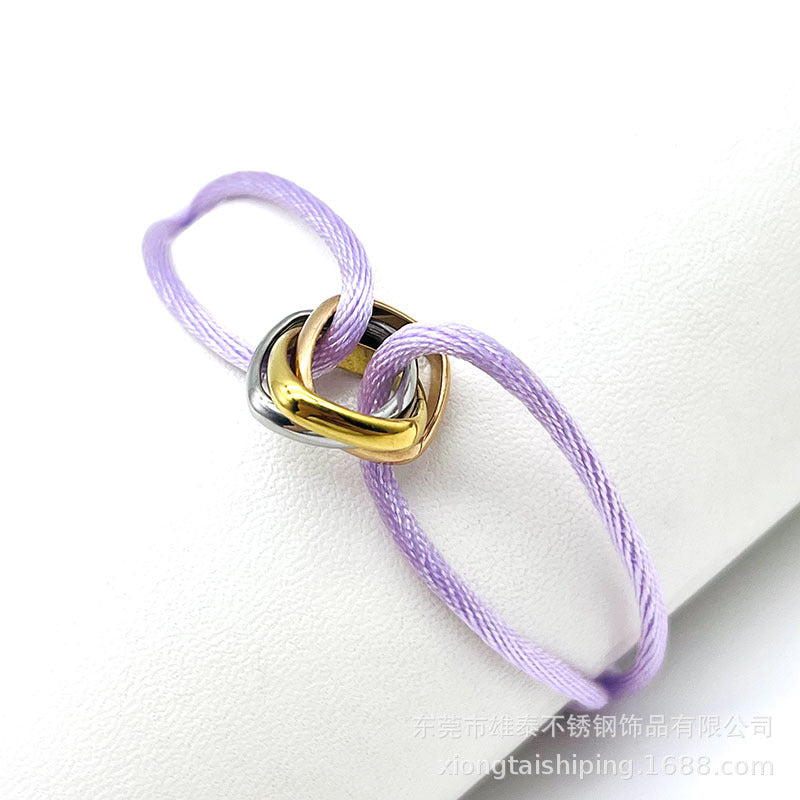 Creative hand-woven three-color three-ring big brand peripheral high-quality square titanium steel bracelet manufacturer wholesale bracelet