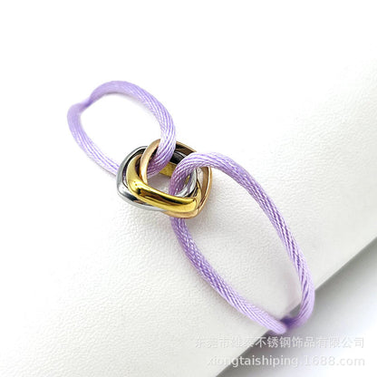 Creative hand-woven three-color three-ring big brand peripheral high-quality square titanium steel bracelet manufacturer wholesale bracelet
