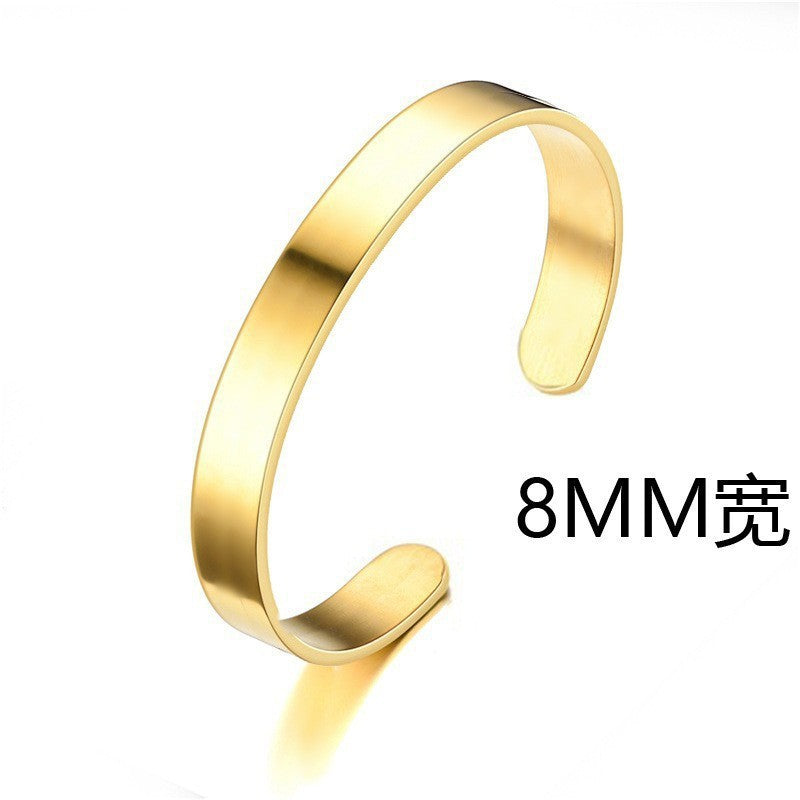 Cross-border titanium steel bracelet fashion simple stainless steel bracelet does not fade open C shape bracelet versatile hand jewelry wholesale