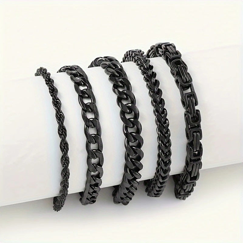 temu explosive stainless steel bracelet fashion men's bracelet set Cuban chain hip hop style titanium steel jewelry manufacturer