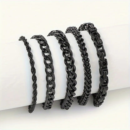 temu explosive stainless steel bracelet fashion men's bracelet set Cuban chain hip hop style titanium steel jewelry manufacturer