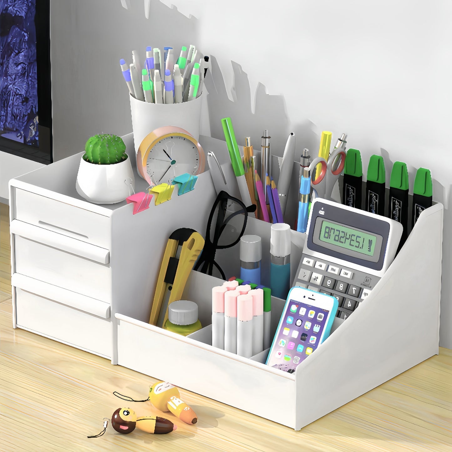 Desktop Cosmetics Organizer Black Storage Box with Drawers Bathroom Cosmetic Shelf Lipstick Box