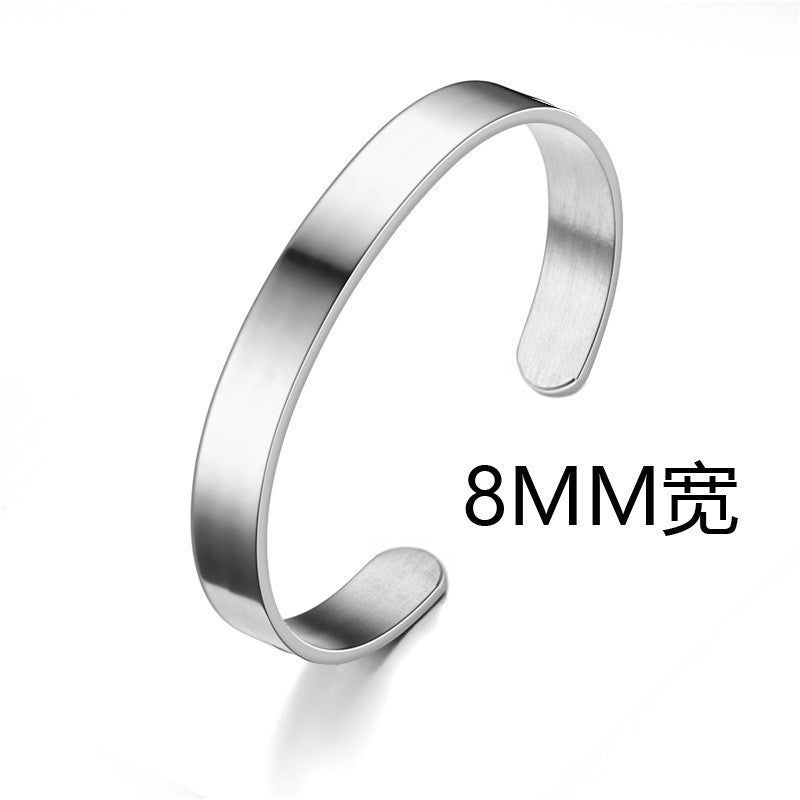 Cross-border titanium steel bracelet fashion simple stainless steel bracelet does not fade open C shape bracelet versatile hand jewelry wholesale