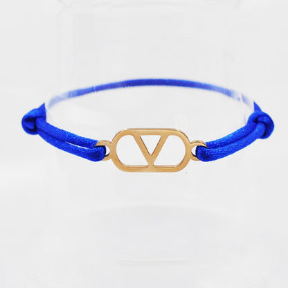 Cross-border source foreign trade hand-woven couple stainless steel Warren V bracelet hollow English letter bracelet adjustable