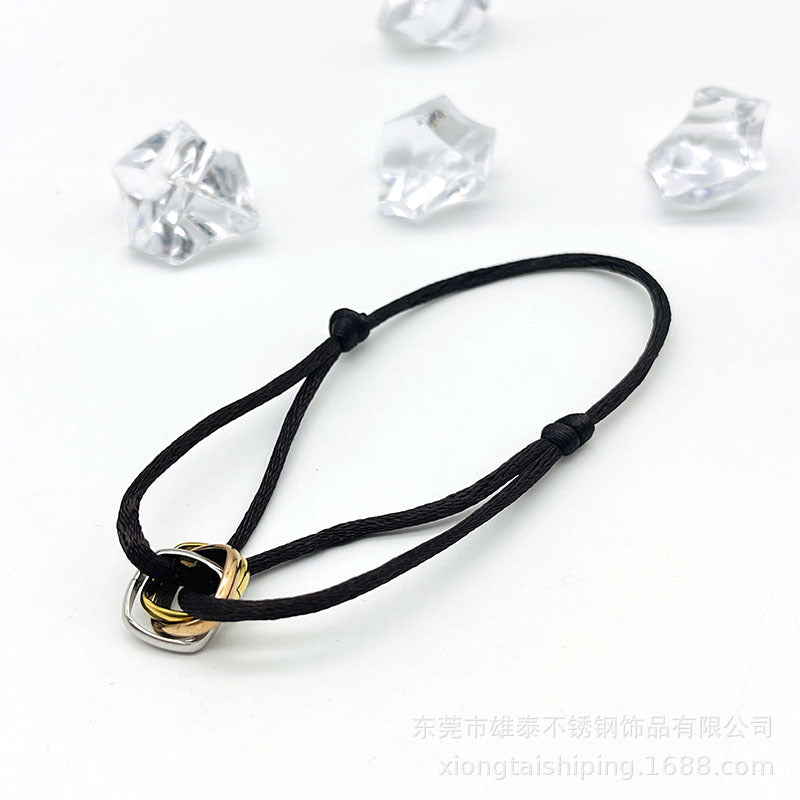 Creative hand-woven three-color three-ring big brand peripheral high-quality square titanium steel bracelet manufacturer wholesale bracelet