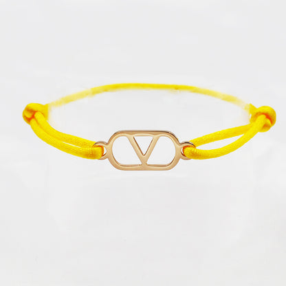 Cross-border source foreign trade hand-woven couple stainless steel Warren V bracelet hollow English letter bracelet adjustable