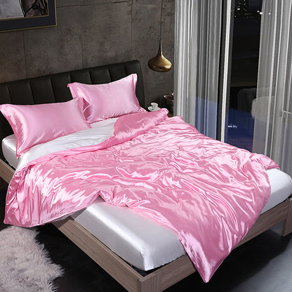 Luxury silk four-piece set double-sided mulberry silk satin quilt cover ice silk silk sheets bedding wholesale