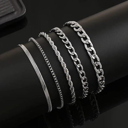 temu explosive stainless steel bracelet fashion men's bracelet set Cuban chain hip hop style titanium steel jewelry manufacturer