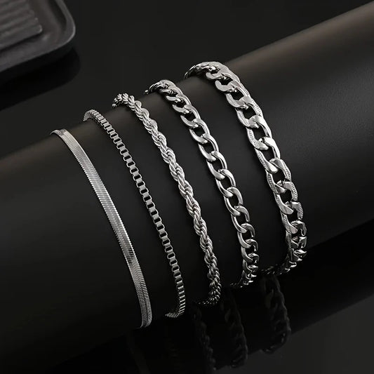 temu explosive stainless steel bracelet fashion men's bracelet set Cuban chain hip hop style titanium steel jewelry manufacturer