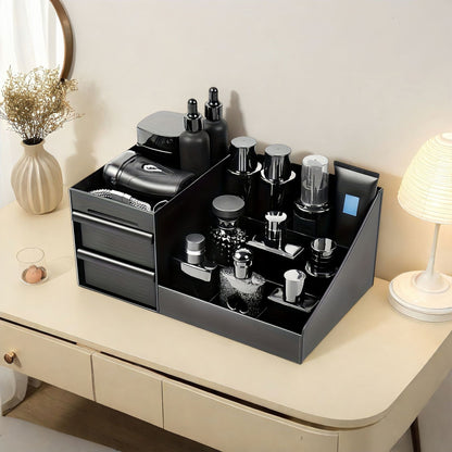 Desktop Cosmetics Organizer Black Storage Box with Drawers Bathroom Cosmetic Shelf Lipstick Box