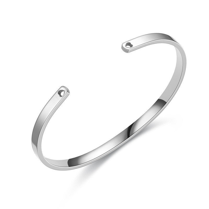 Cross-border titanium steel bracelet fashion simple stainless steel bracelet does not fade open C shape bracelet versatile hand jewelry wholesale