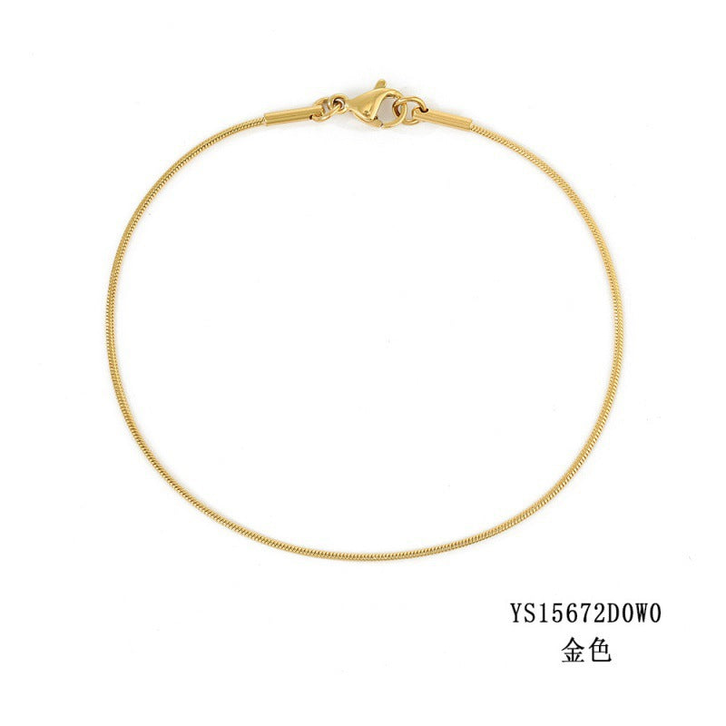 Korean round snake chain bracelet gold-plated stainless steel bracelet tide men's and women's jewelry fine bracelet batch
