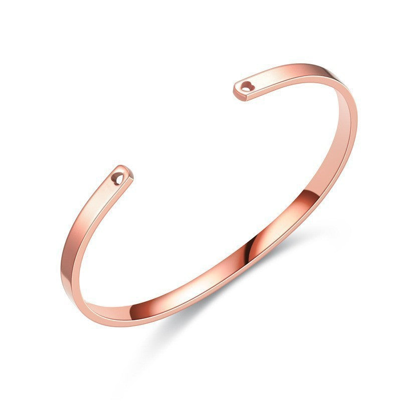 Cross-border titanium steel bracelet fashion simple stainless steel bracelet does not fade open C shape bracelet versatile hand jewelry wholesale