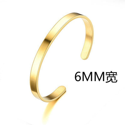 Cross-border titanium steel bracelet fashion simple stainless steel bracelet does not fade open C shape bracelet versatile hand jewelry wholesale
